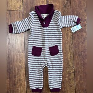 Cat & Jack maroon striped romper - 12 months- NWT